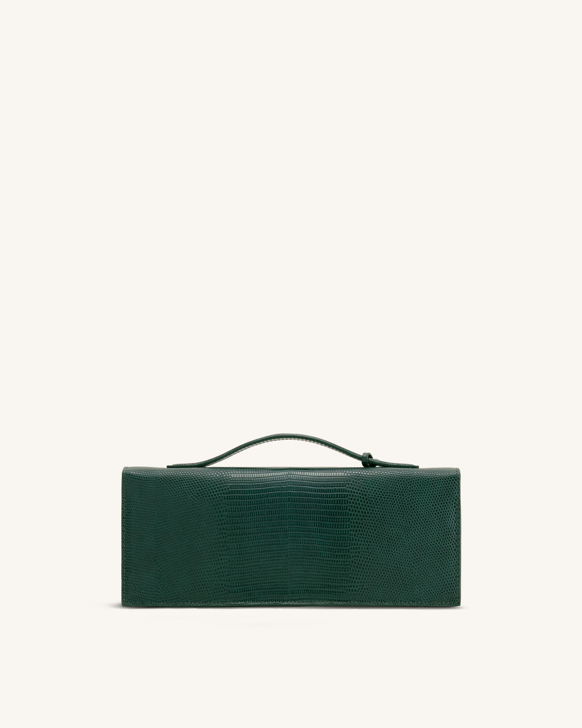 Celeste Sac à main enveloppe - Vert olive à texture lézard