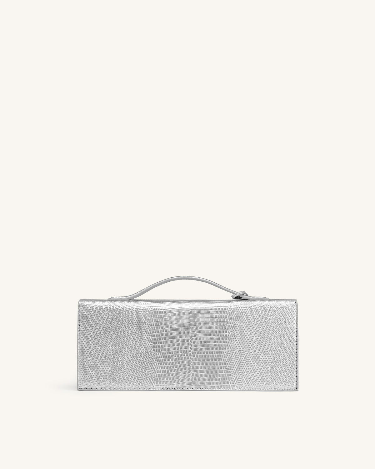 Celeste Sac à Poignée Enveloppe - Texture Lézard Argenté