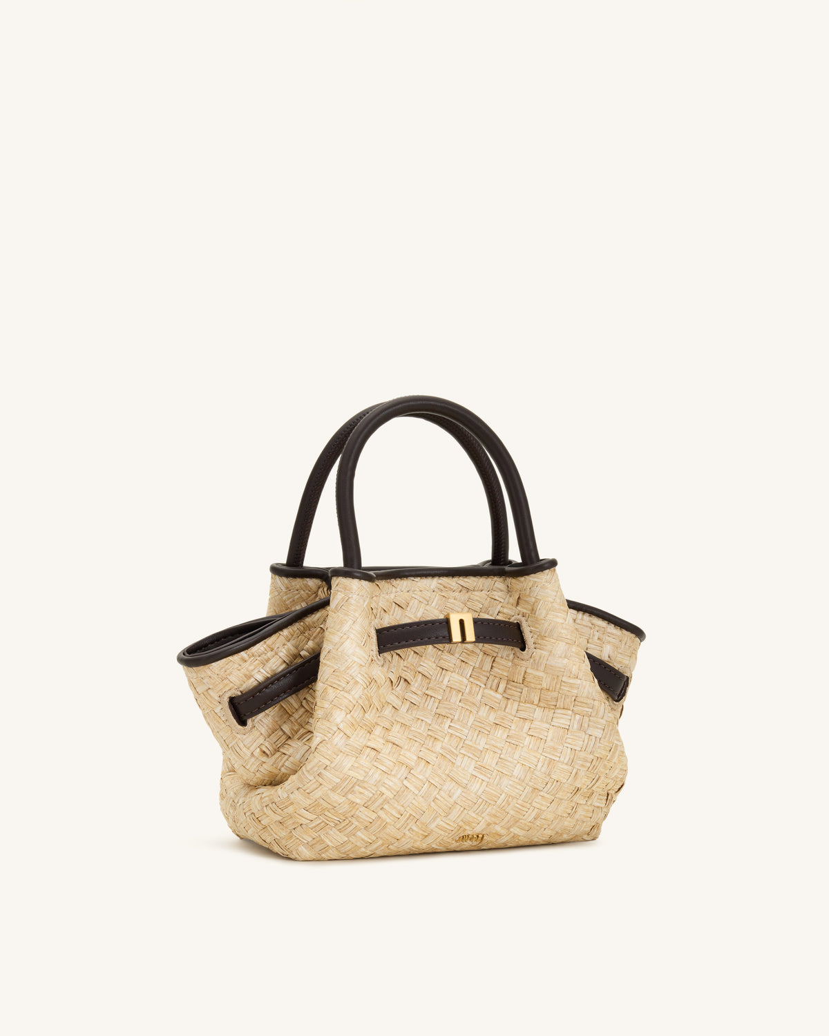 Hana Mini sac cabas en paille synthétique - Marron