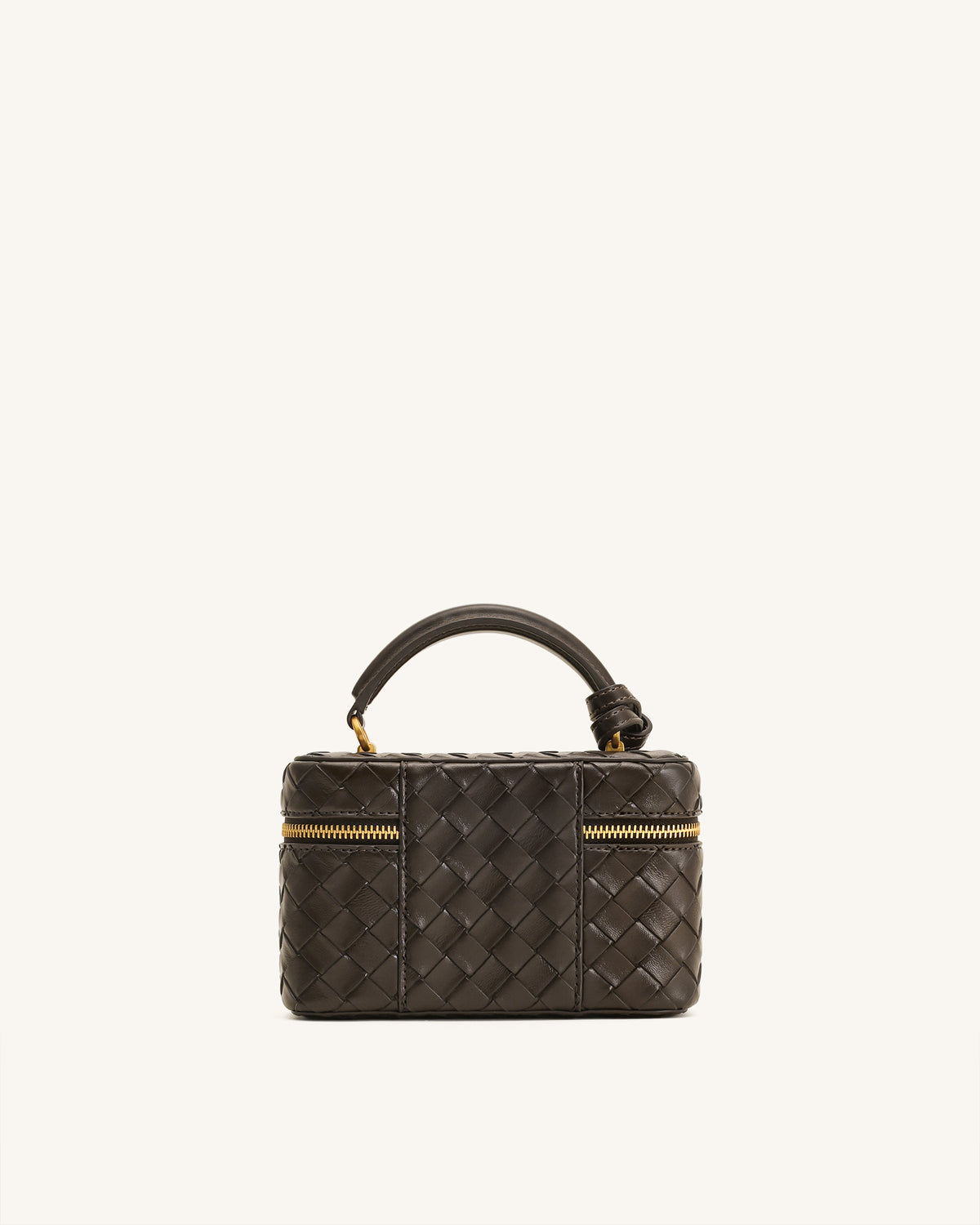 Sac à main avec anse supérieure en forme de boîte et texture tissée Cleo - Marron foncé