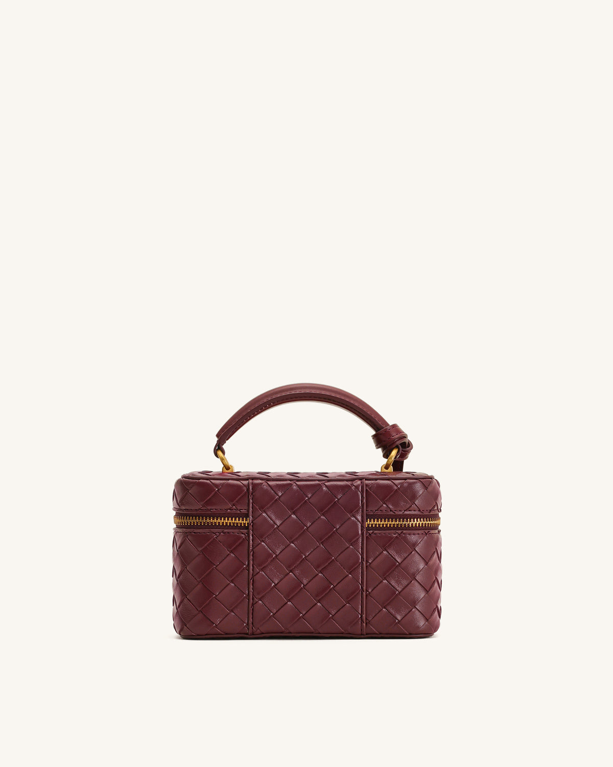 Sac à main avec anse supérieure en forme de boîte et texture tissée Cleo - Bordeaux