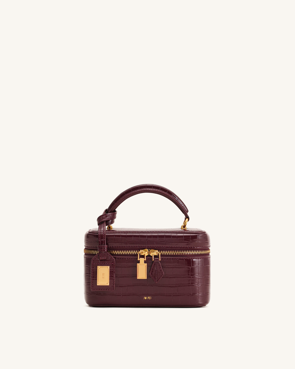 Sac à main avec anse supérieure en forme de boîte Cleo - Bordeaux Croco