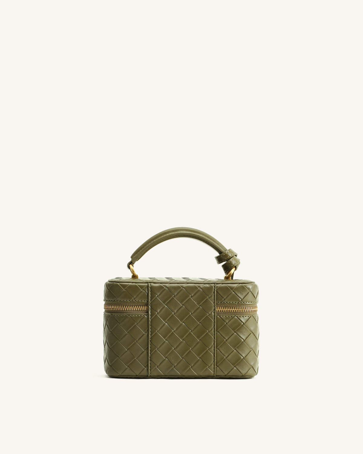 Sac à main avec anse supérieure en forme de boîte et texture tissée Cleo - Vert olive