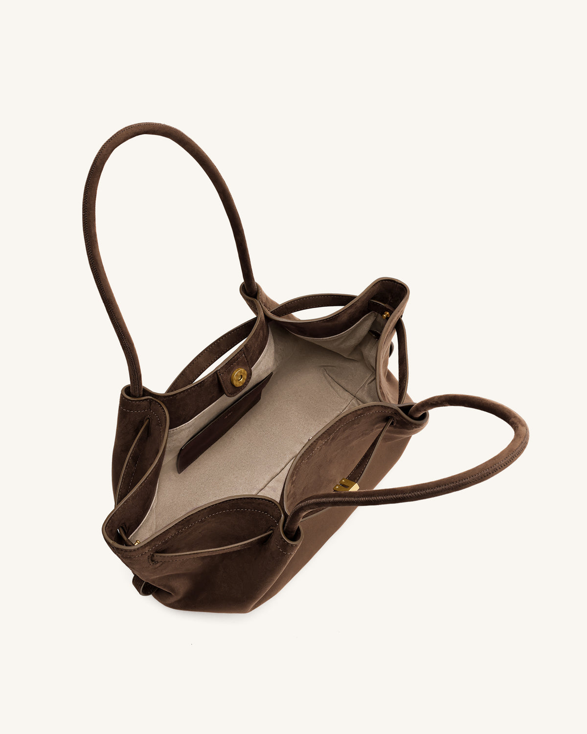 Hana Sac cabas large en simili daim - Marron foncé