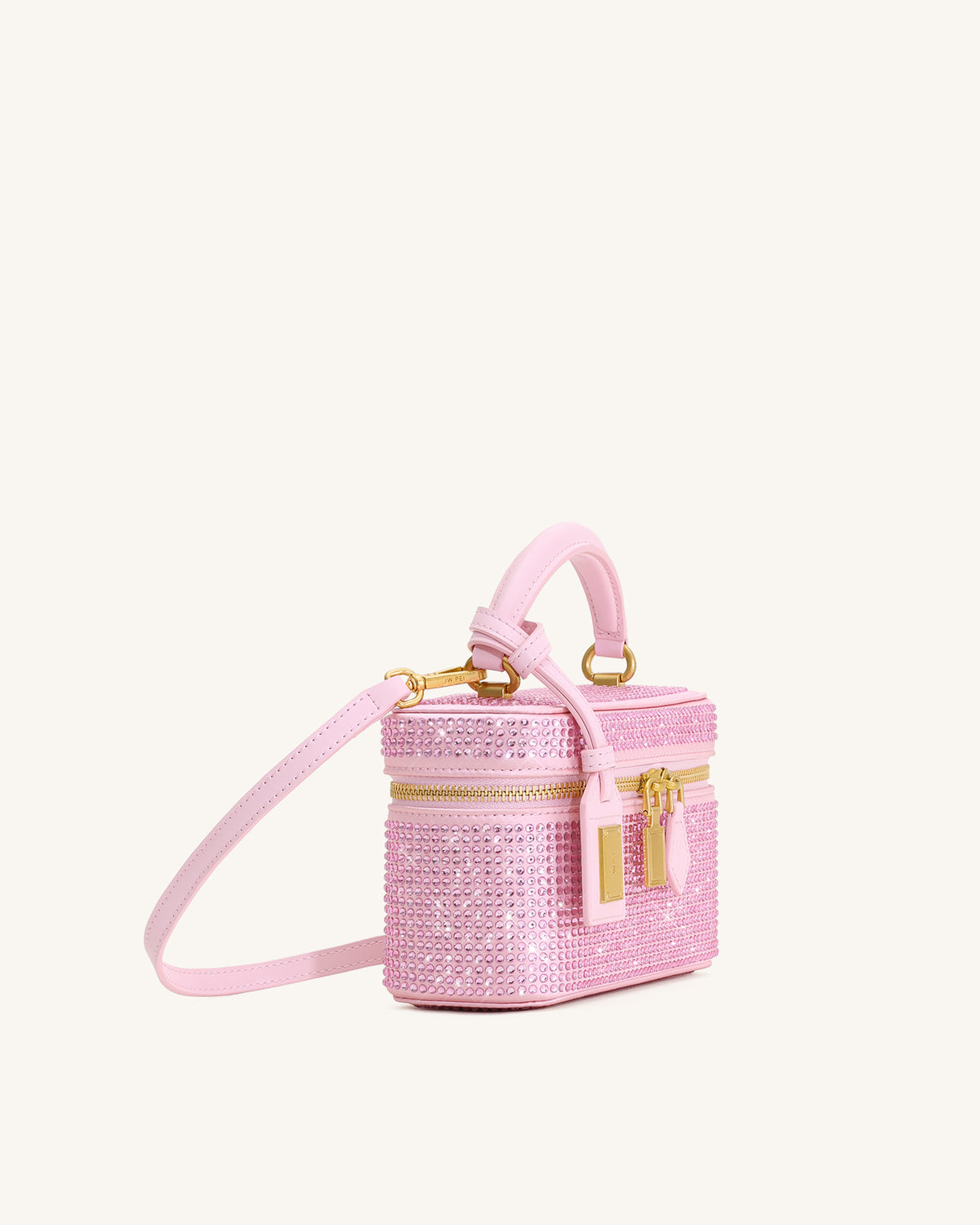 Sac à main avec anse supérieure en forme de boîte et cristal artificiel Cleo - Rose