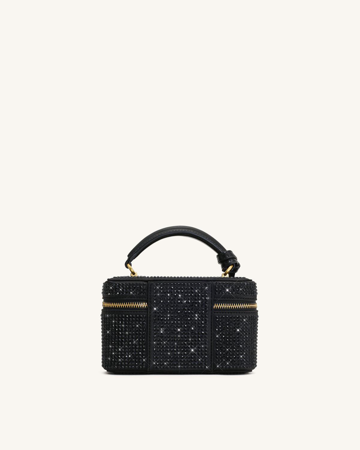 Sac à main avec anse supérieure en forme de boîte et cristal artificiel Cleo - Noir