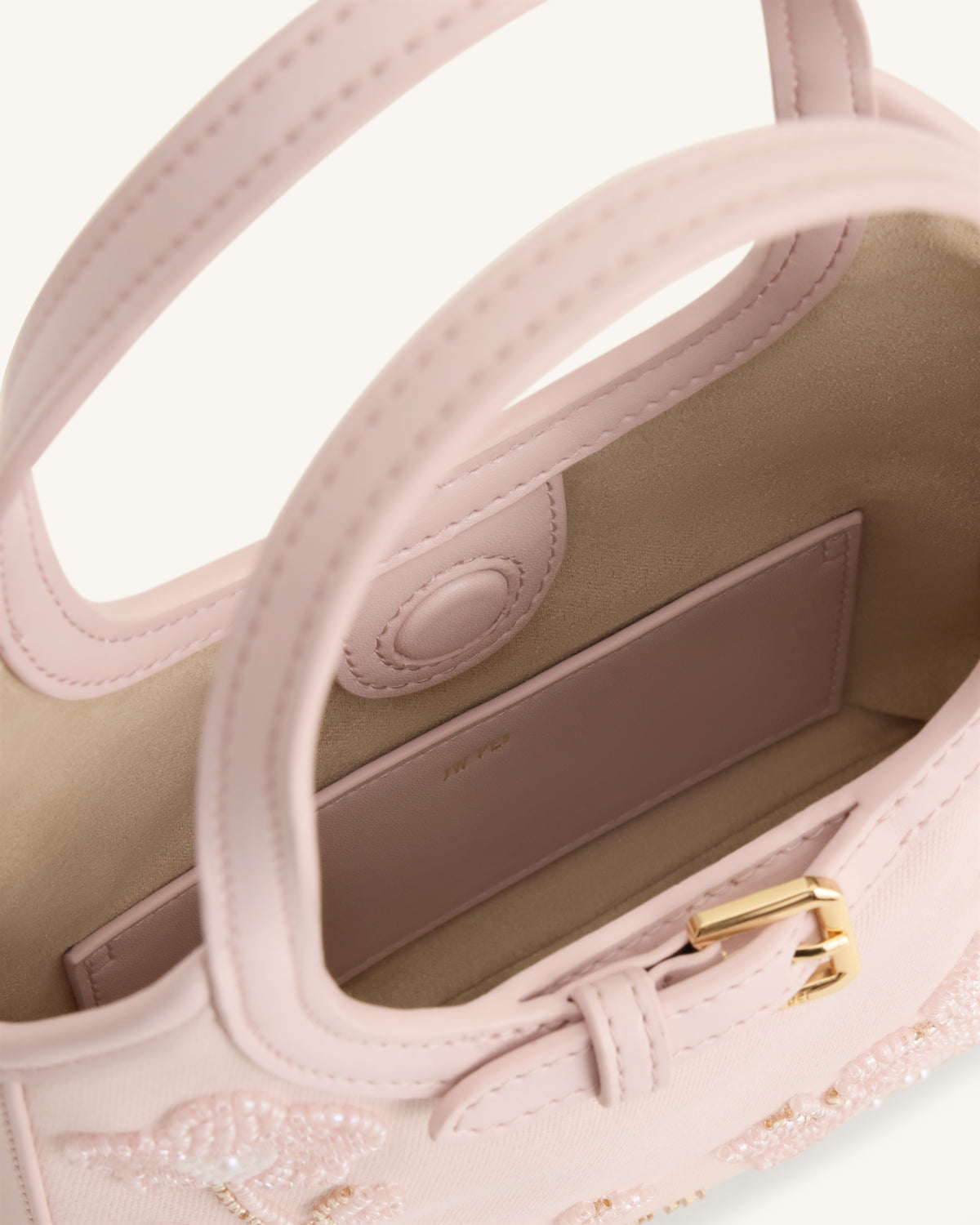 Brooke Mini sac à main orné d'une orchidée perlée et d'une ceinture - Rose