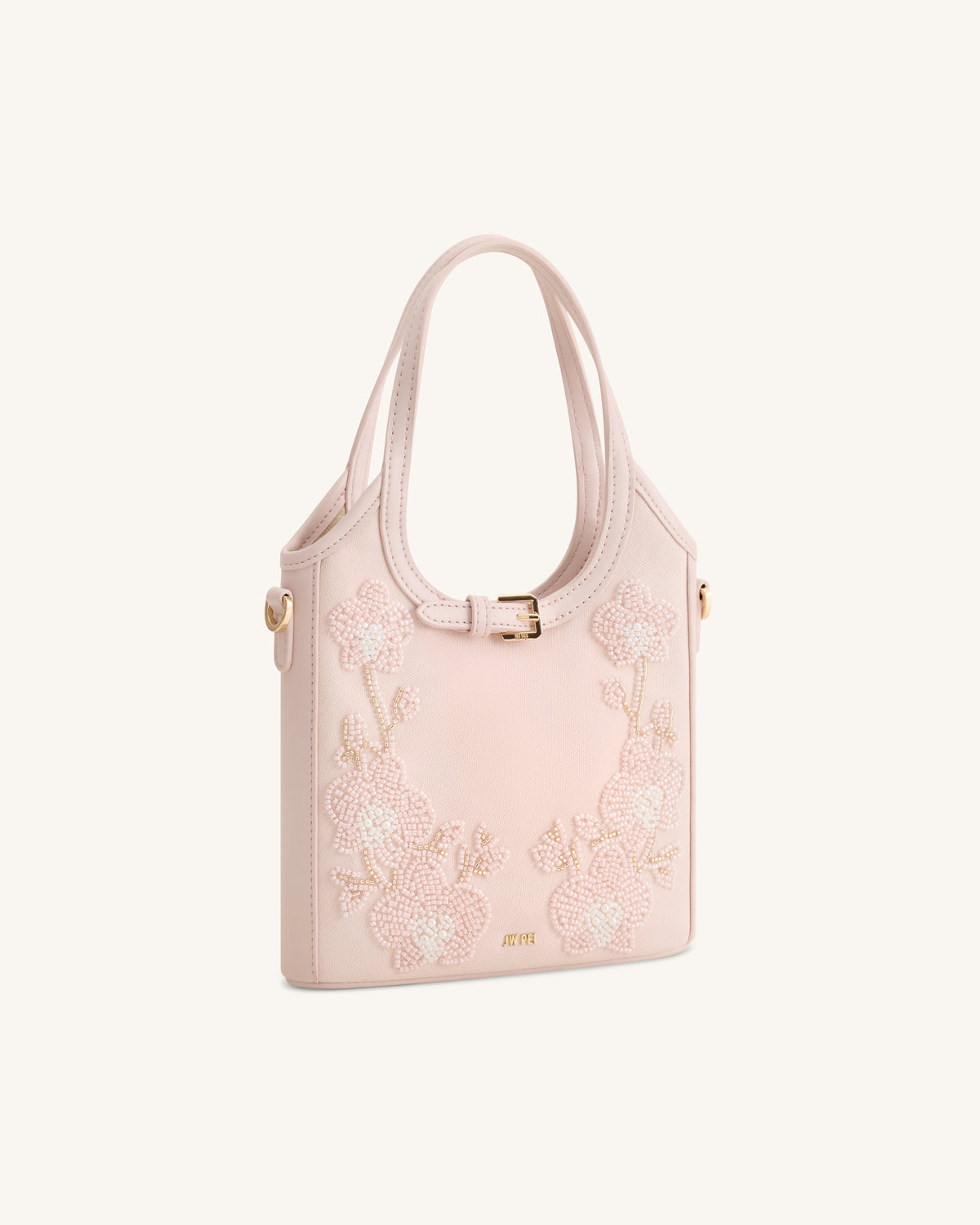 Brooke Mini sac à main orné d'une orchidée perlée et d'une ceinture - Rose
