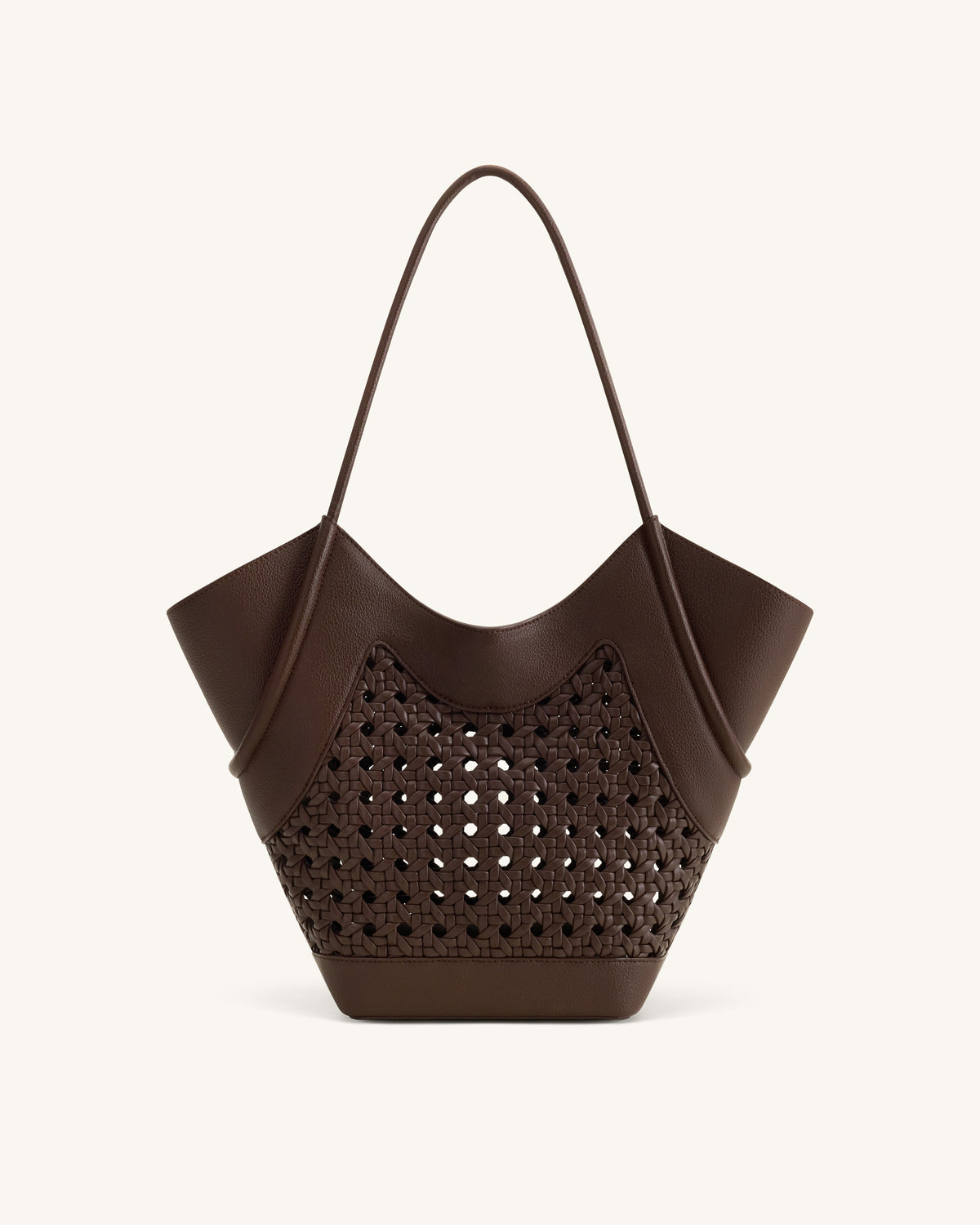 Sac fourre-tout à empiècement tissé Maribel - Marron foncé