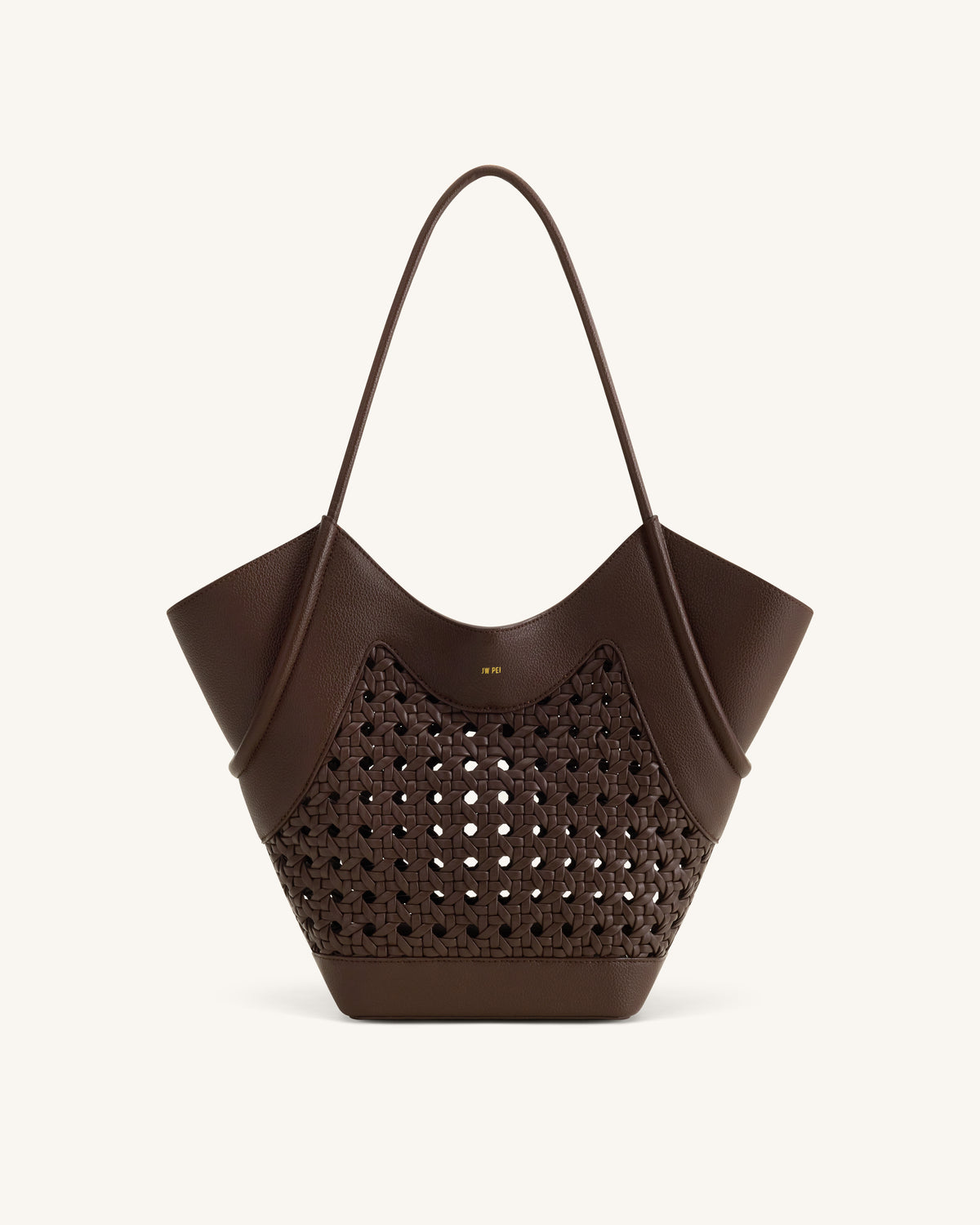 Sac fourre-tout à empiècement tissé Maribel - Marron foncé