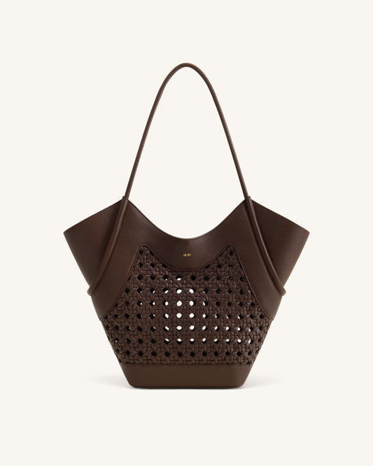 Sac fourre-tout à empiècement tissé Maribel - Marron foncé