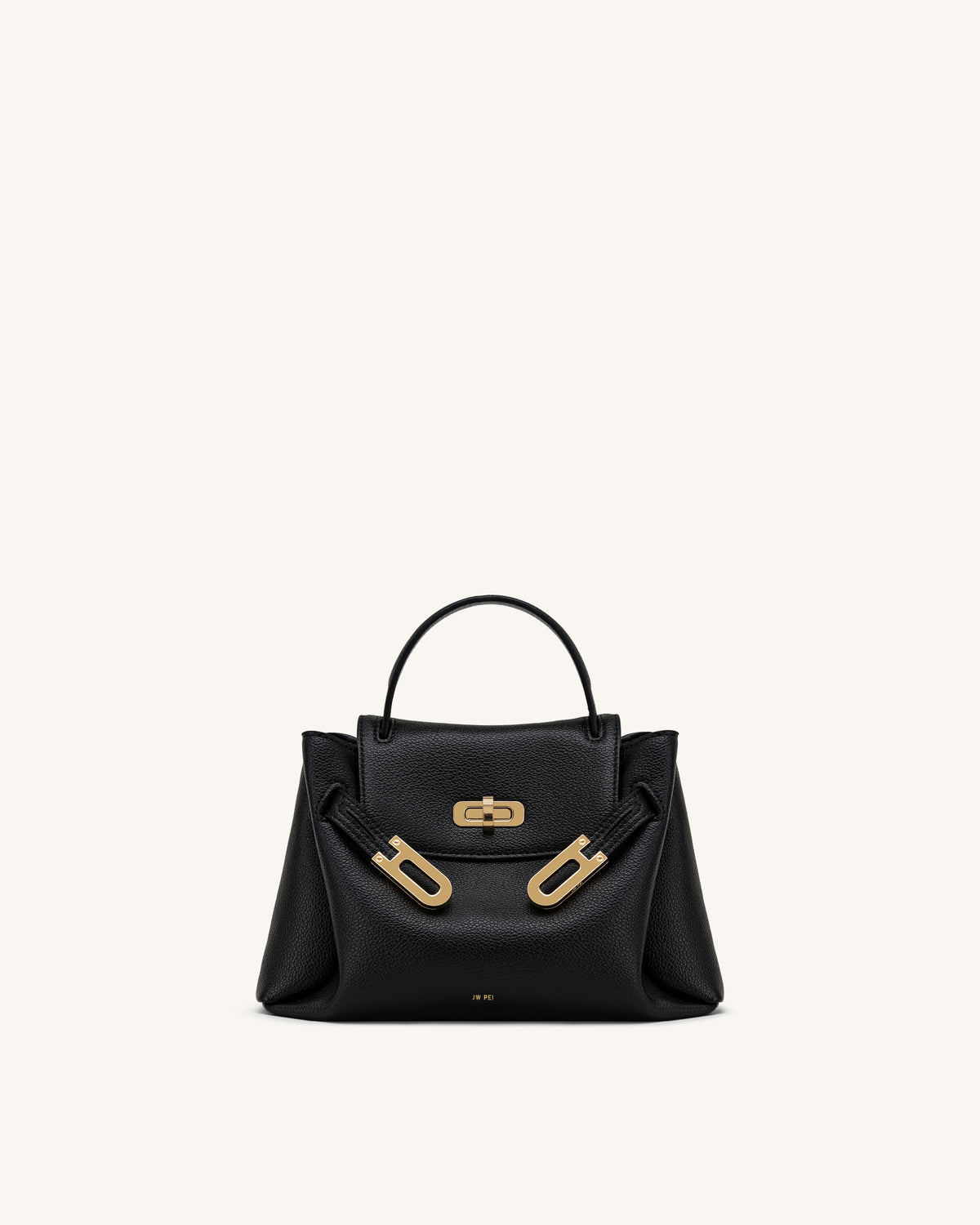 Rhea Petit sac d'épaule grainé à double boucle - Noir