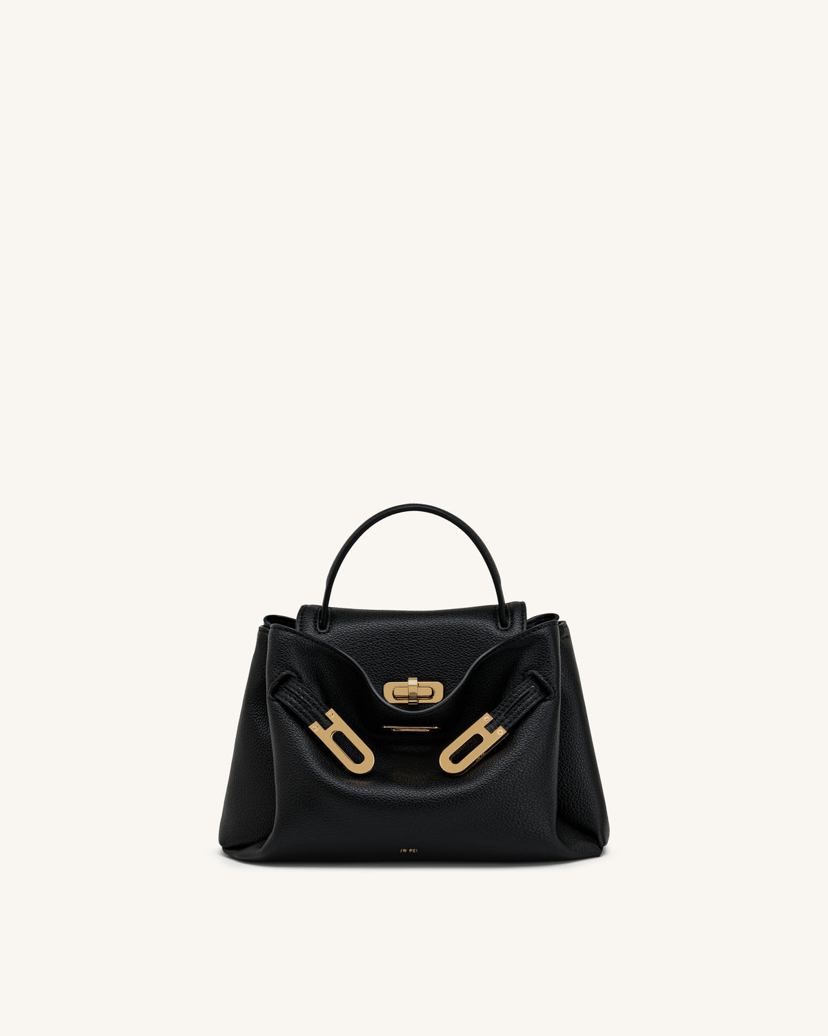 Rhea Petit sac d'épaule grainé à double boucle - Noir