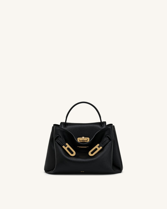 Rhea Petit sac d'épaule grainé à double boucle - Noir