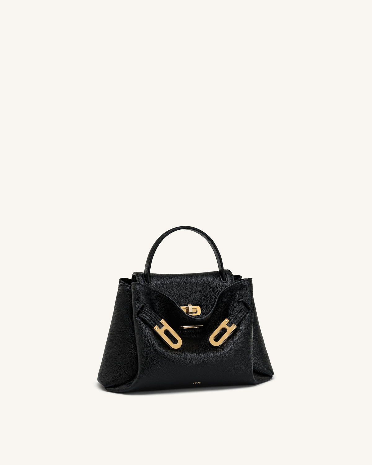Rhea Petit sac d'épaule grainé à double boucle - Noir