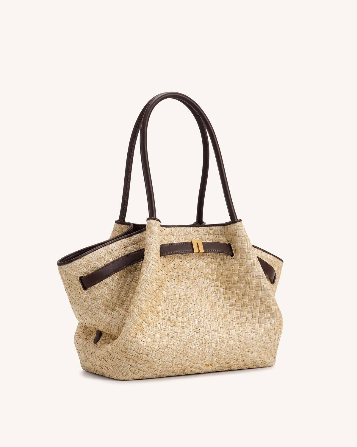 Hana Grand sac fourre-tout en paille synthétique - Marron