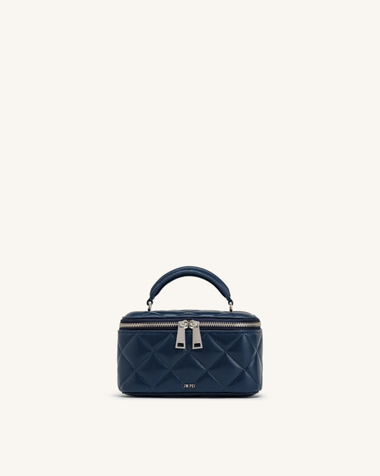 Vivienne Sac vanity matelassé à poignée supérieure - Marine