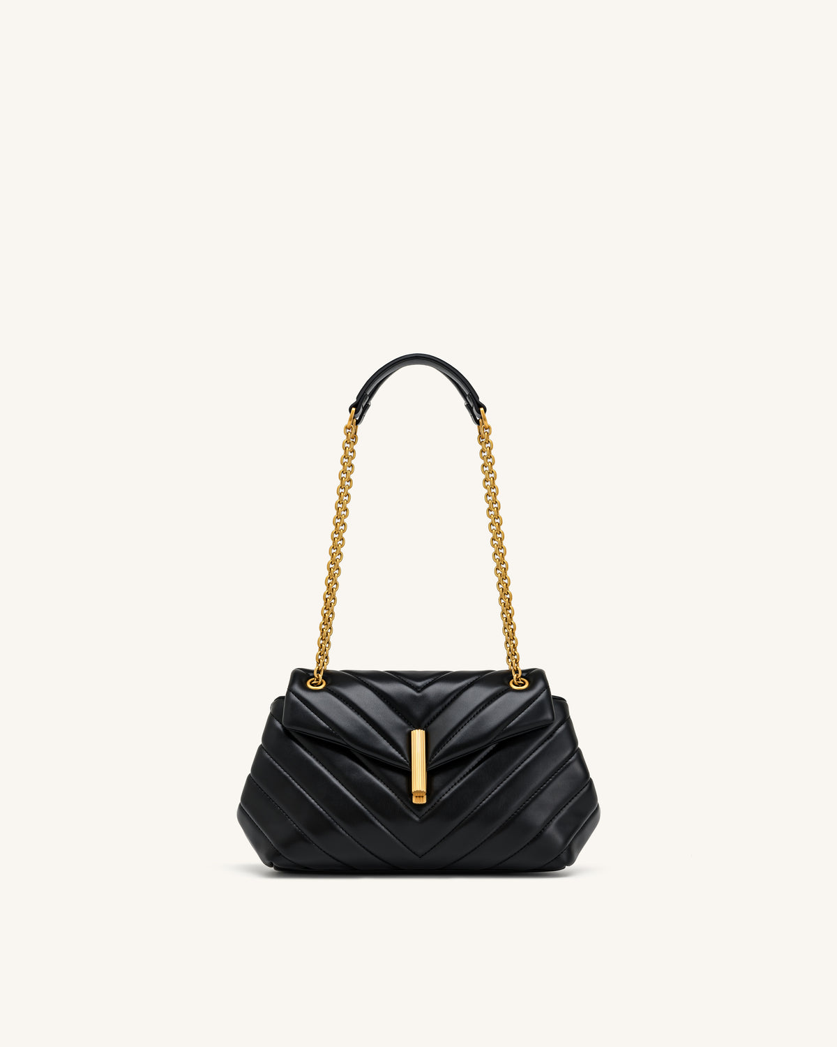 Valerie Sac porté épaule matelassé à rabat et chaîne - Noir