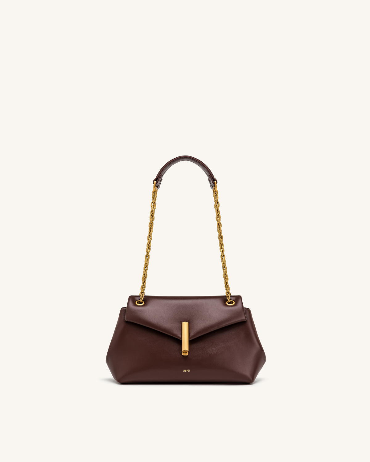 Valerie Sac bandoulière à rabat et chaîne - Marron foncé