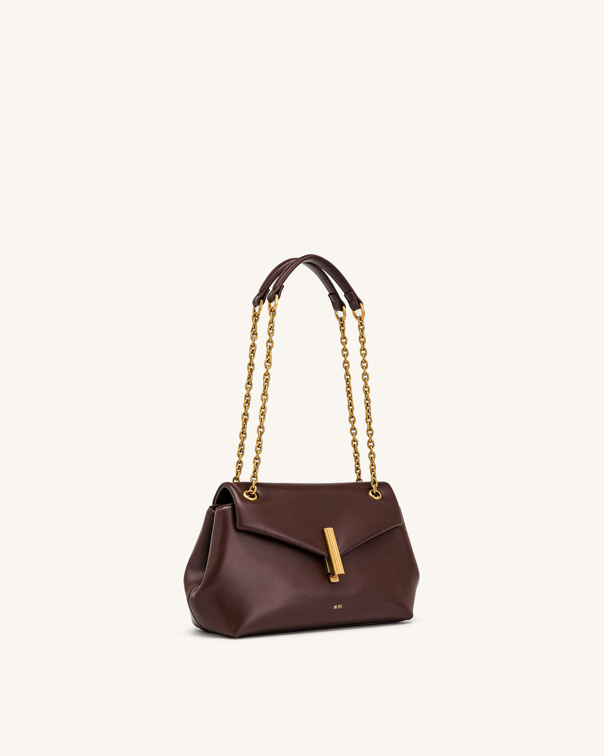 Valerie Sac bandoulière à rabat et chaîne - Marron foncé