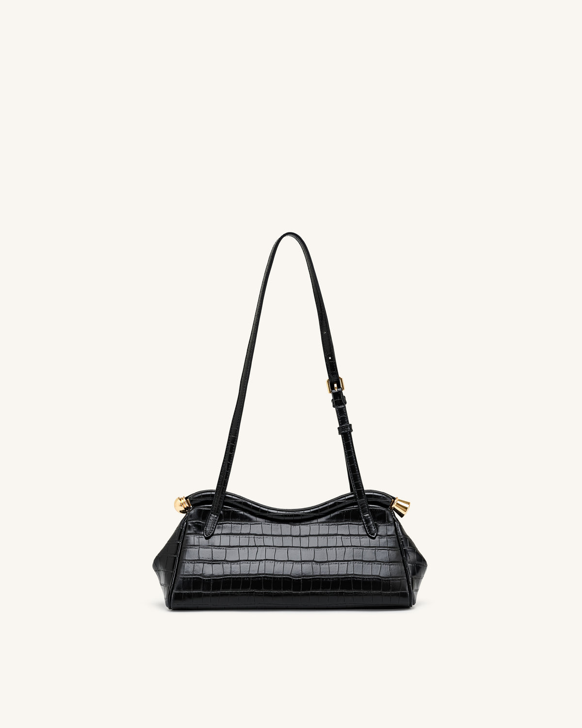 Naomi Sac à Bandoulière Incurvé - Croco Noir