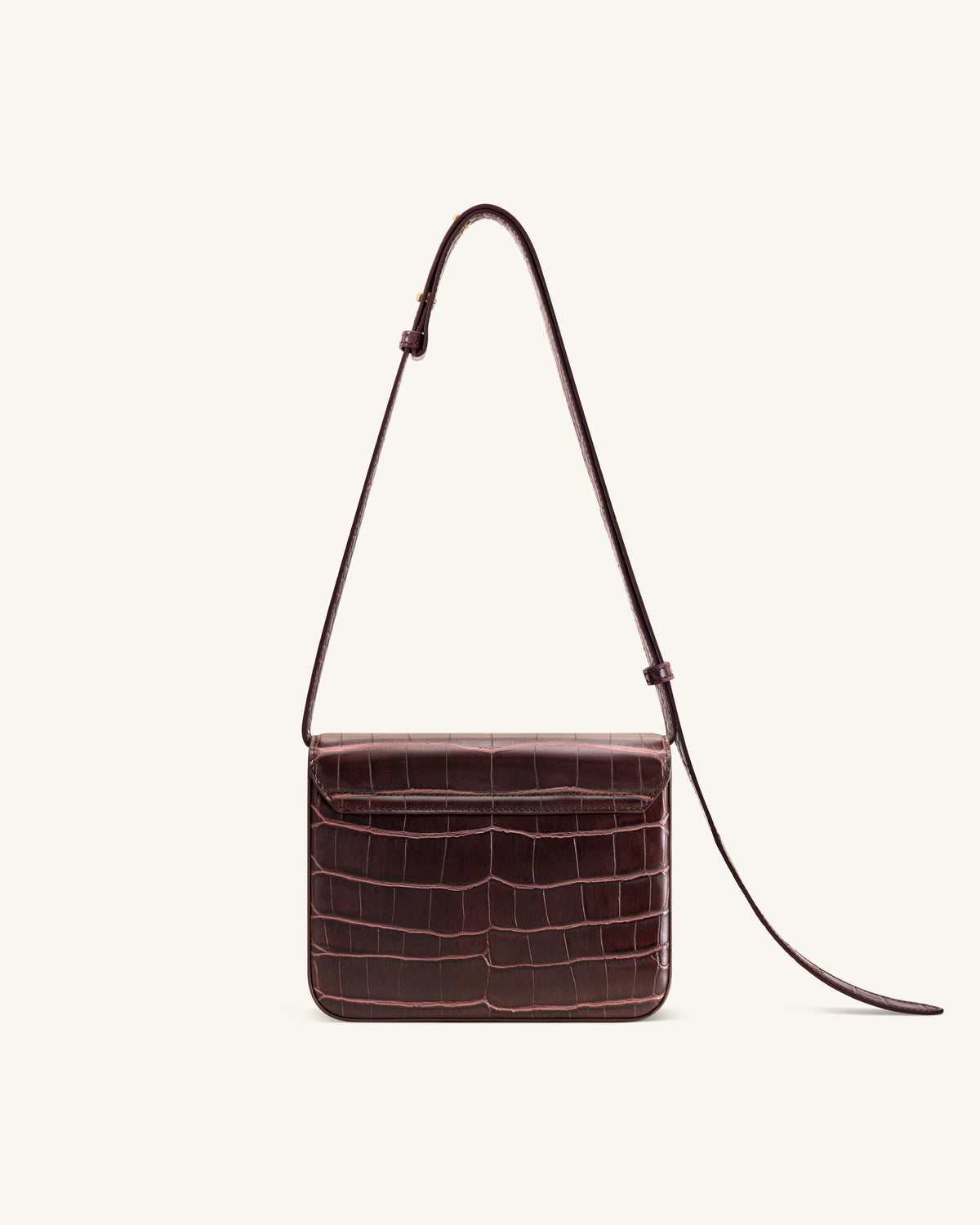 Evania Sac porté épaule à fermoir - Effet croco bordeaux