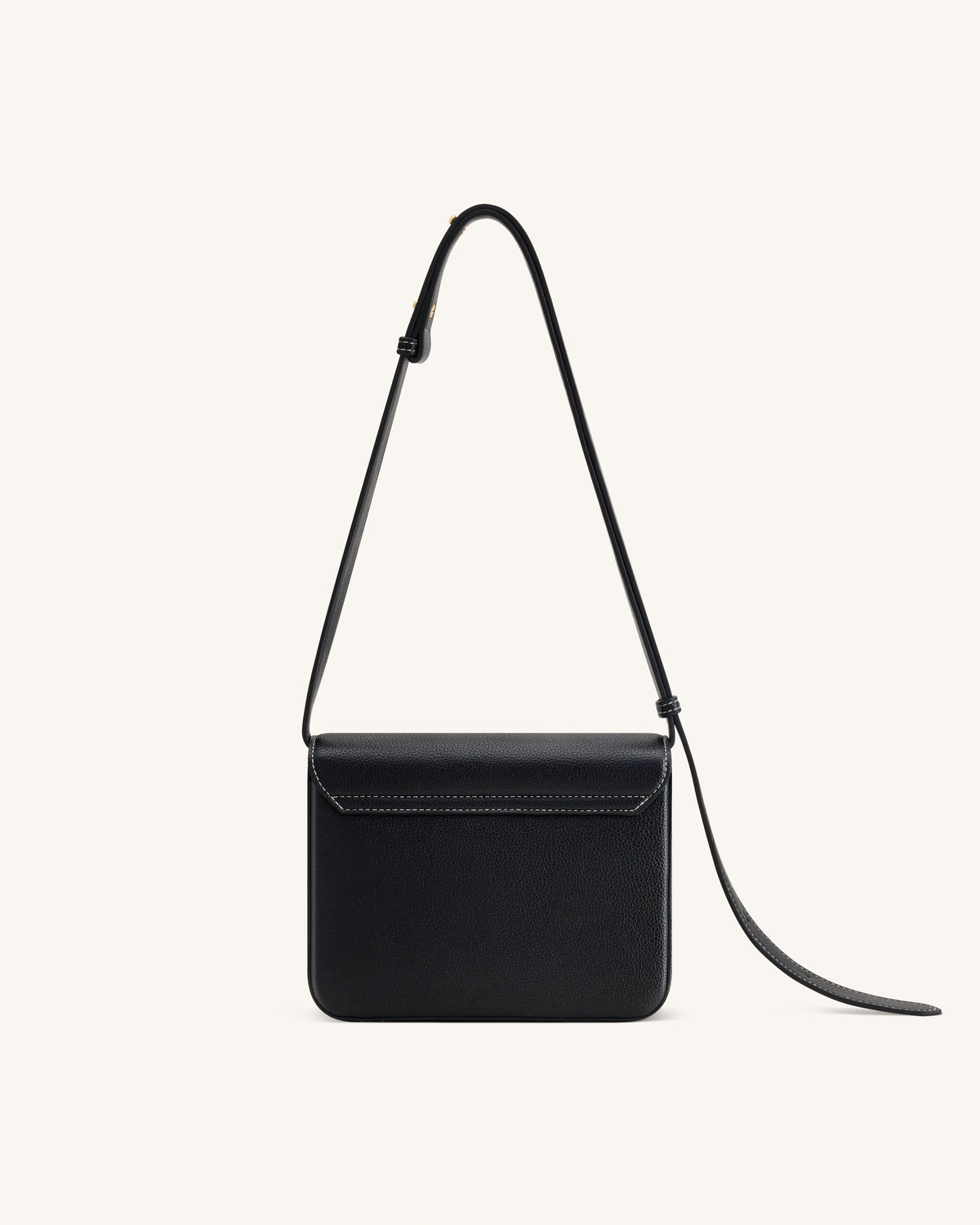 Evania Sac porté épaule en cuir grainé avec fermoir - Noir