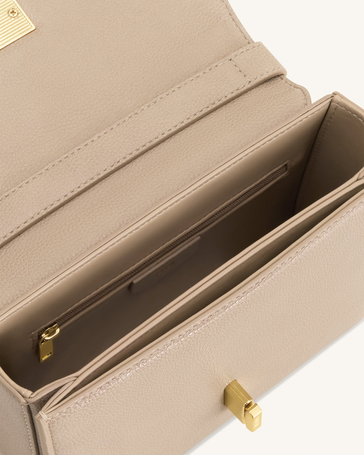 Evania Sac porté épaule en cuir grainé avec fermoir - Kaki