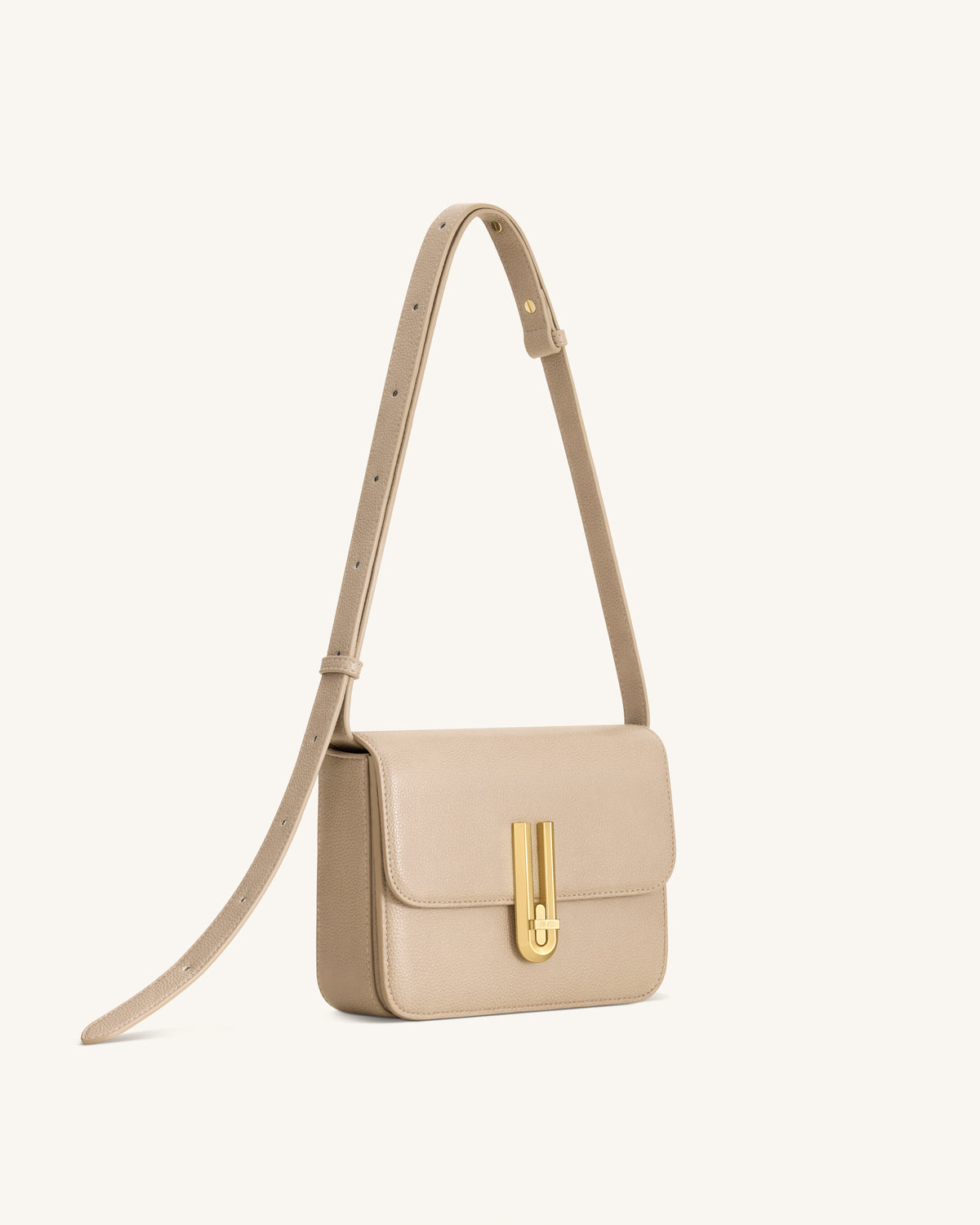 Evania Sac porté épaule en cuir grainé avec fermoir - Kaki