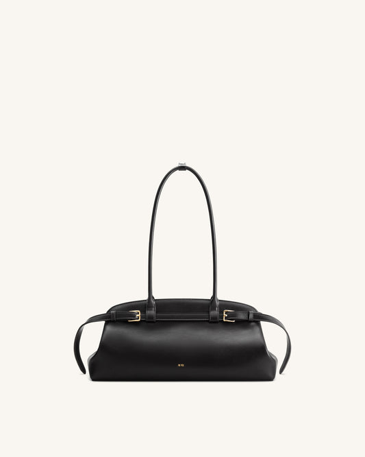 Arden Sac à bandoulière format horizontal avec détail ceinture - Noir