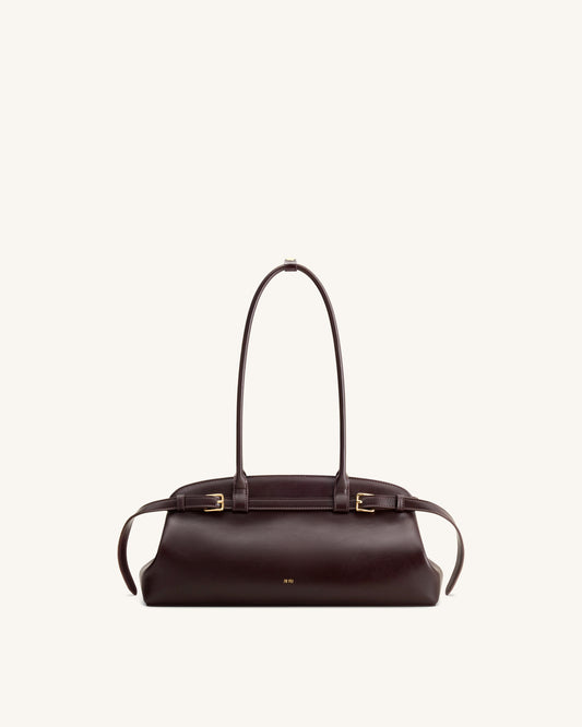 Arden Sac à bandoulière format horizontal avec détail ceinture - Marron foncé