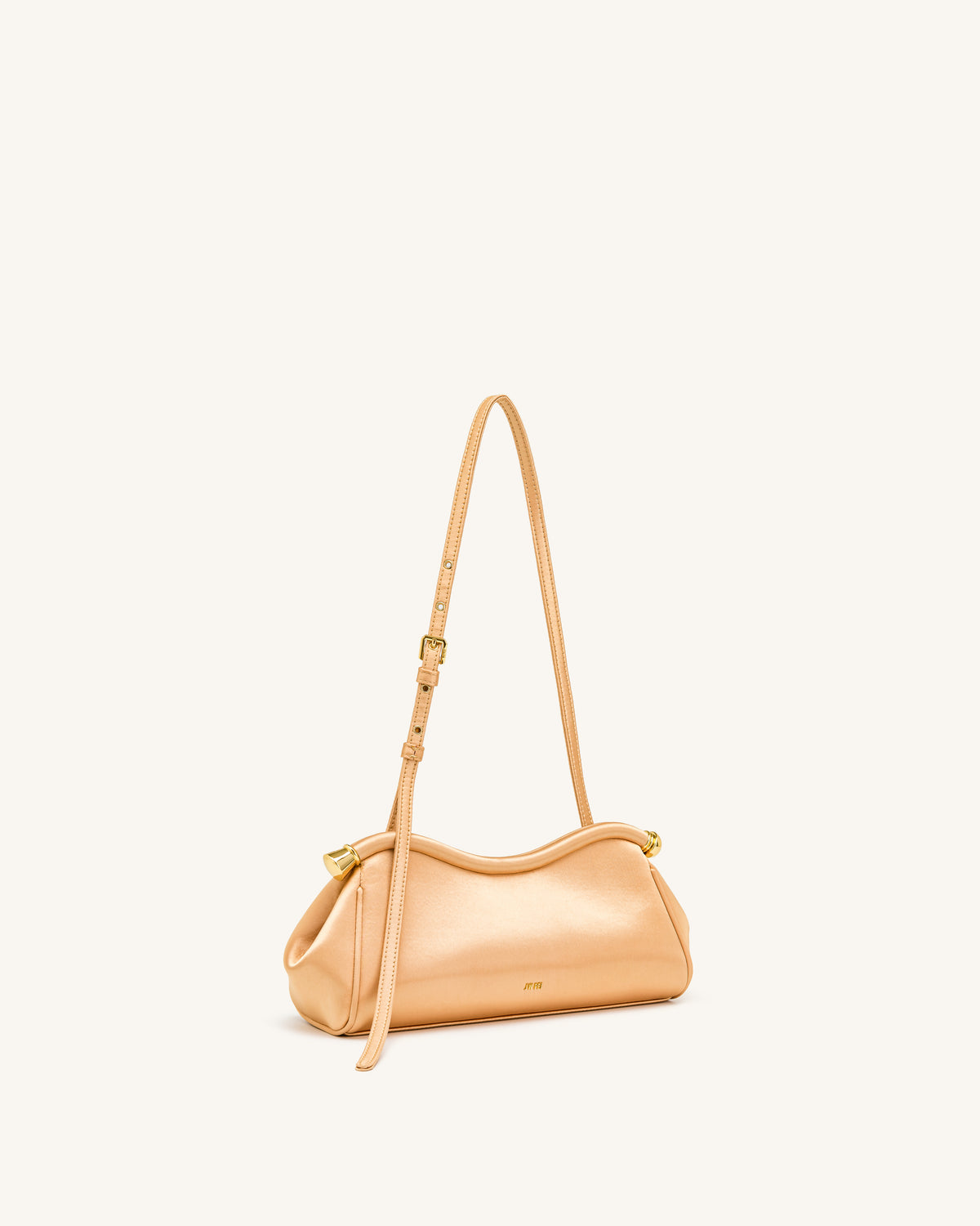 Naomi Sac d'épaule incurvé en satin - Or champagne