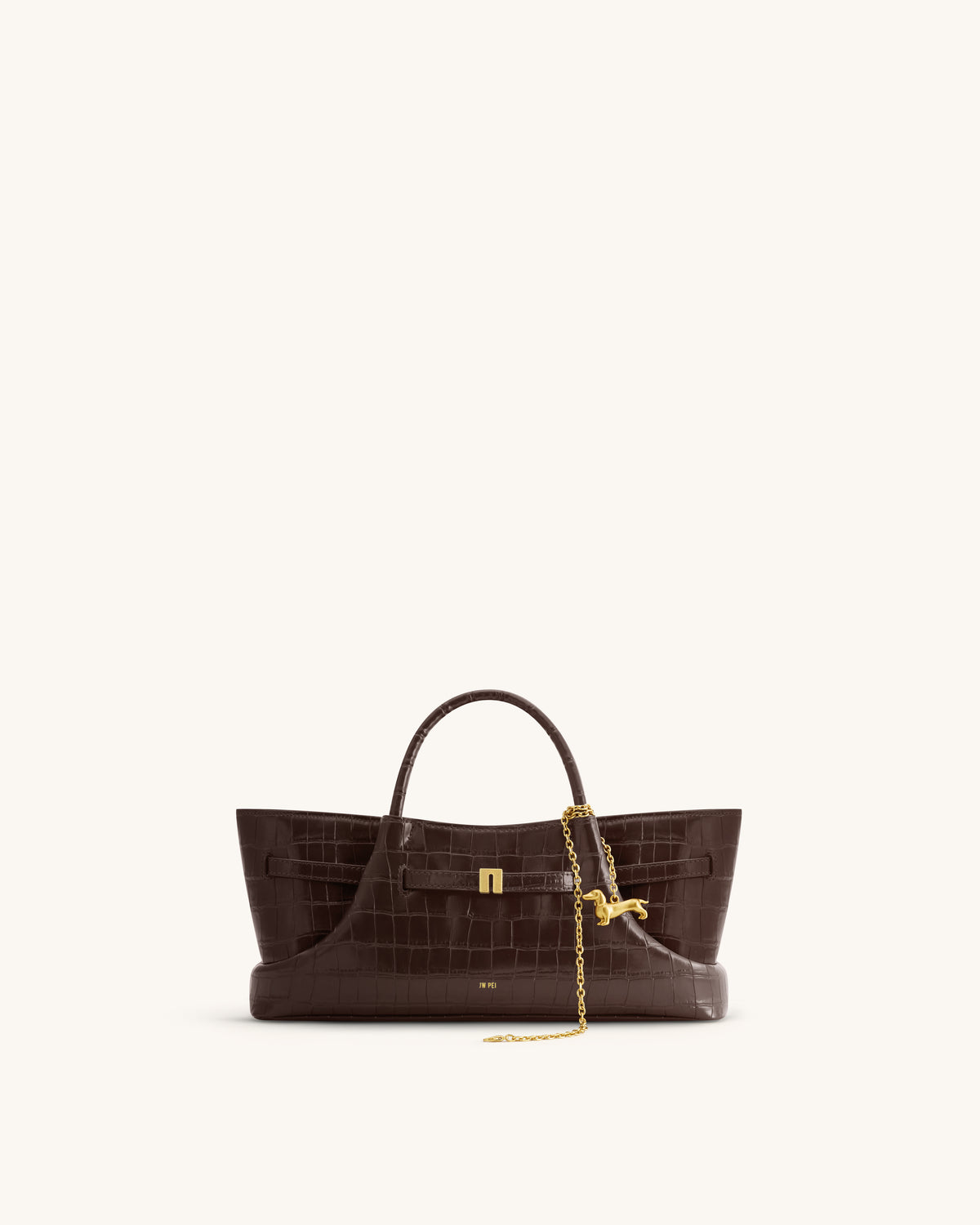 Maeve Sac cabas avec breloque teckel en métal – Effet croco marron foncé
