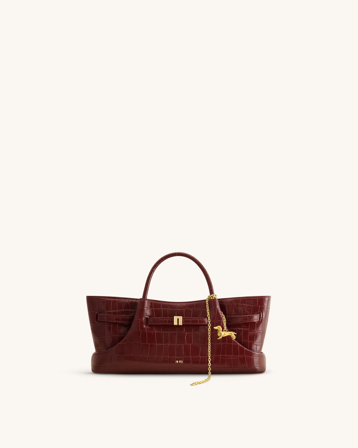 Maeve Sac cabas avec breloque en métal représentant un teckel - Crocodile bordeaux