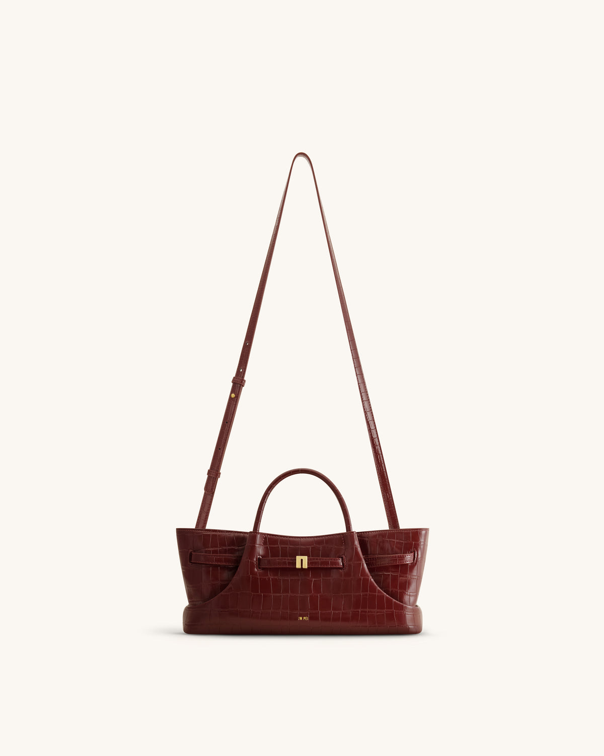 Maeve Sac cabas avec breloque en métal représentant un teckel - Crocodile bordeaux