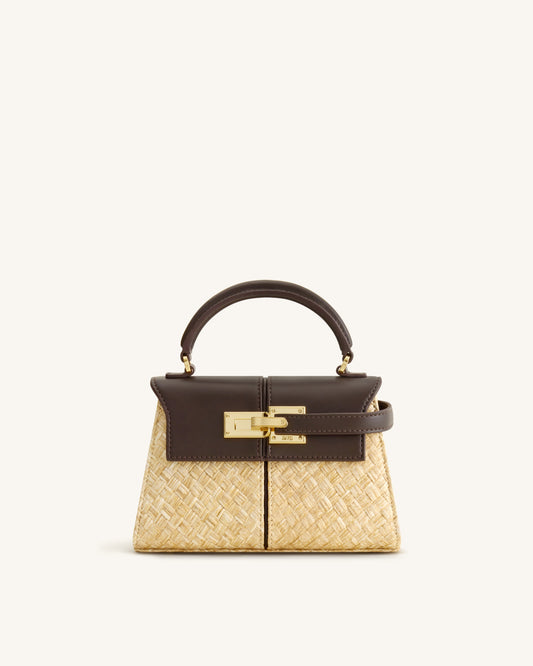 Elise Sac à main en paille synthétique - Marron