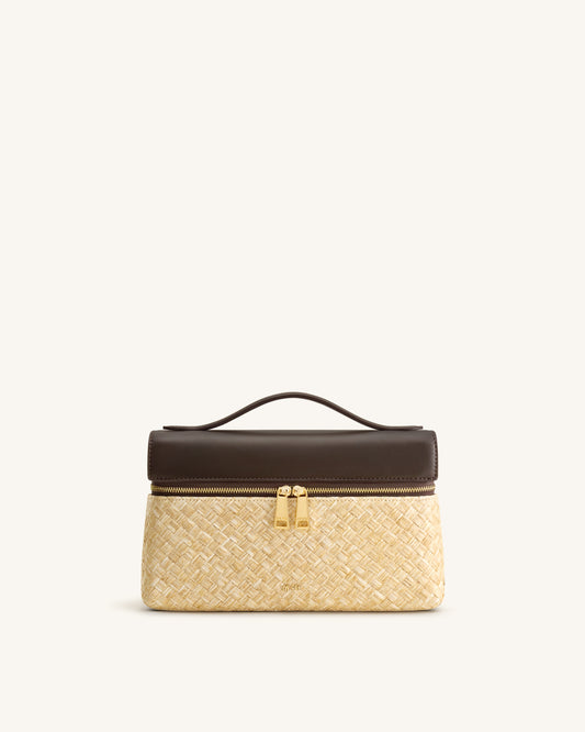 Thea Sac à poignée supérieure en paille synthétique - Marron