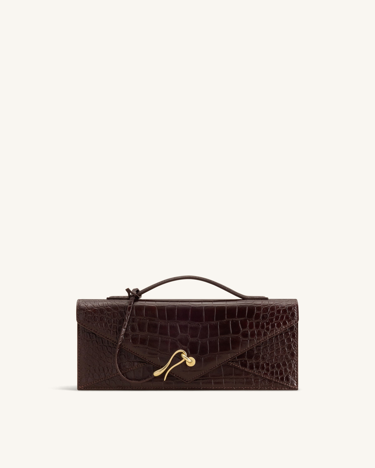 Celeste Sac à Poignée Enveloppe - Croco Marron Foncé