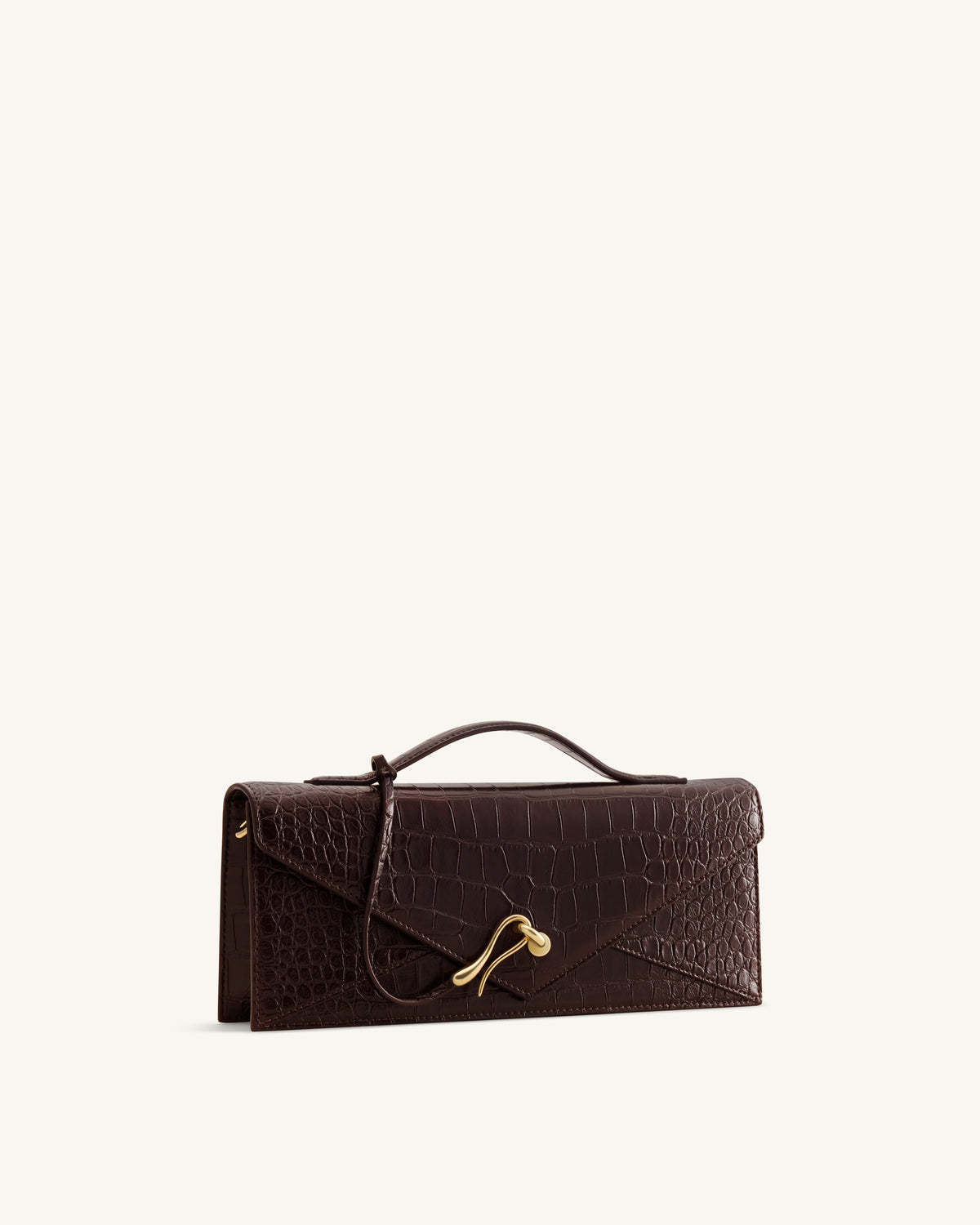 Celeste Sac à Poignée Enveloppe - Croco Marron Foncé