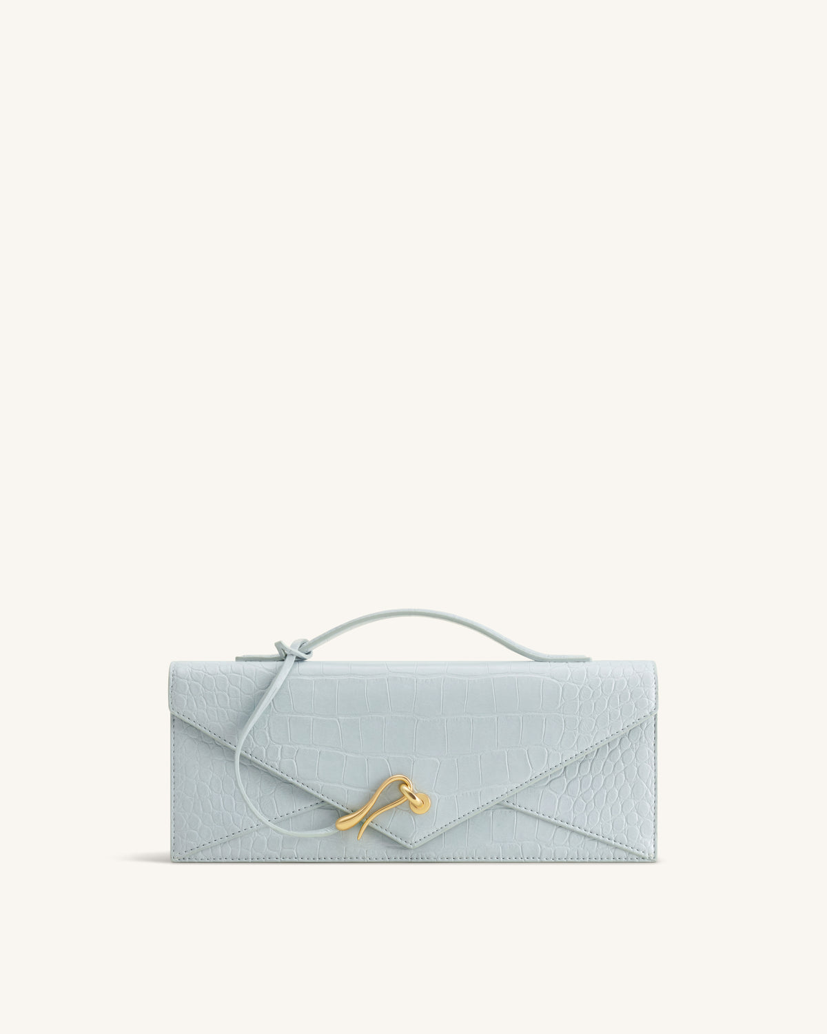 Celeste Sac à Poignée Enveloppe - Croco Bleu Clair