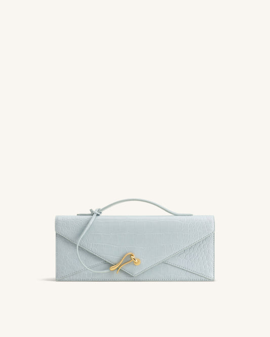 Celeste Sac à Poignée Enveloppe - Croco Bleu Clair