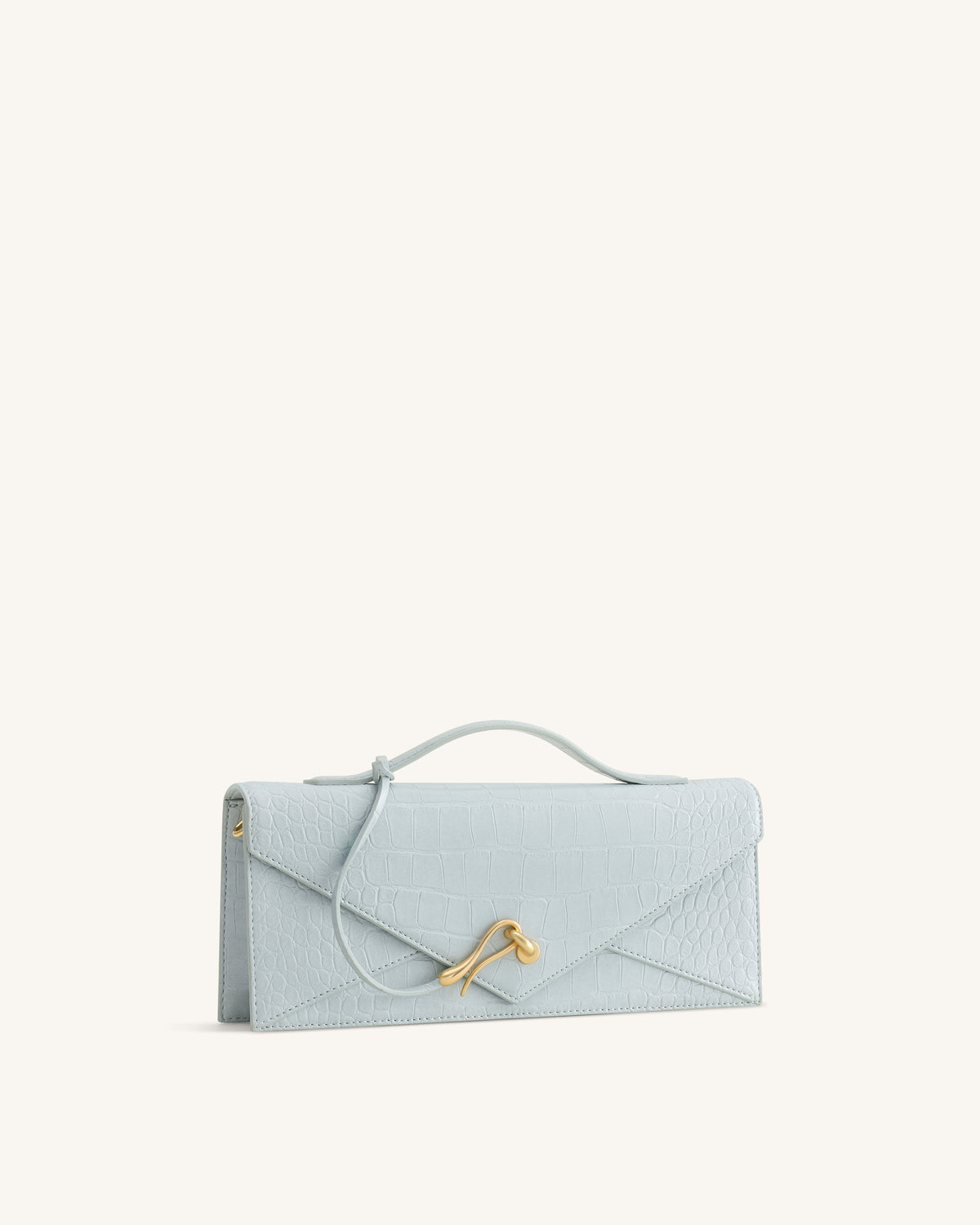 Celeste Sac à Poignée Enveloppe - Croco Bleu Clair