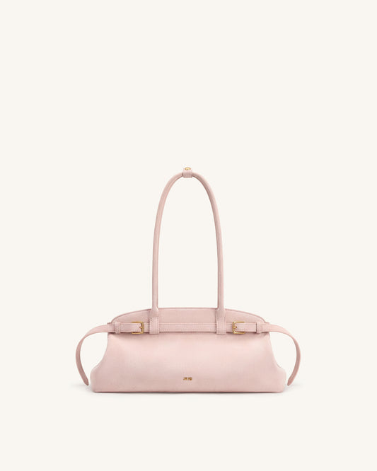 Sac bandoulière est-ouest en similicuir avec détail de ceinture Arden - Rose