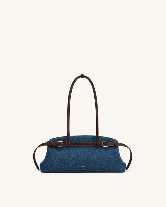 Sac bandoulière est-ouest avec détail de ceinture Arden - Denim bleu