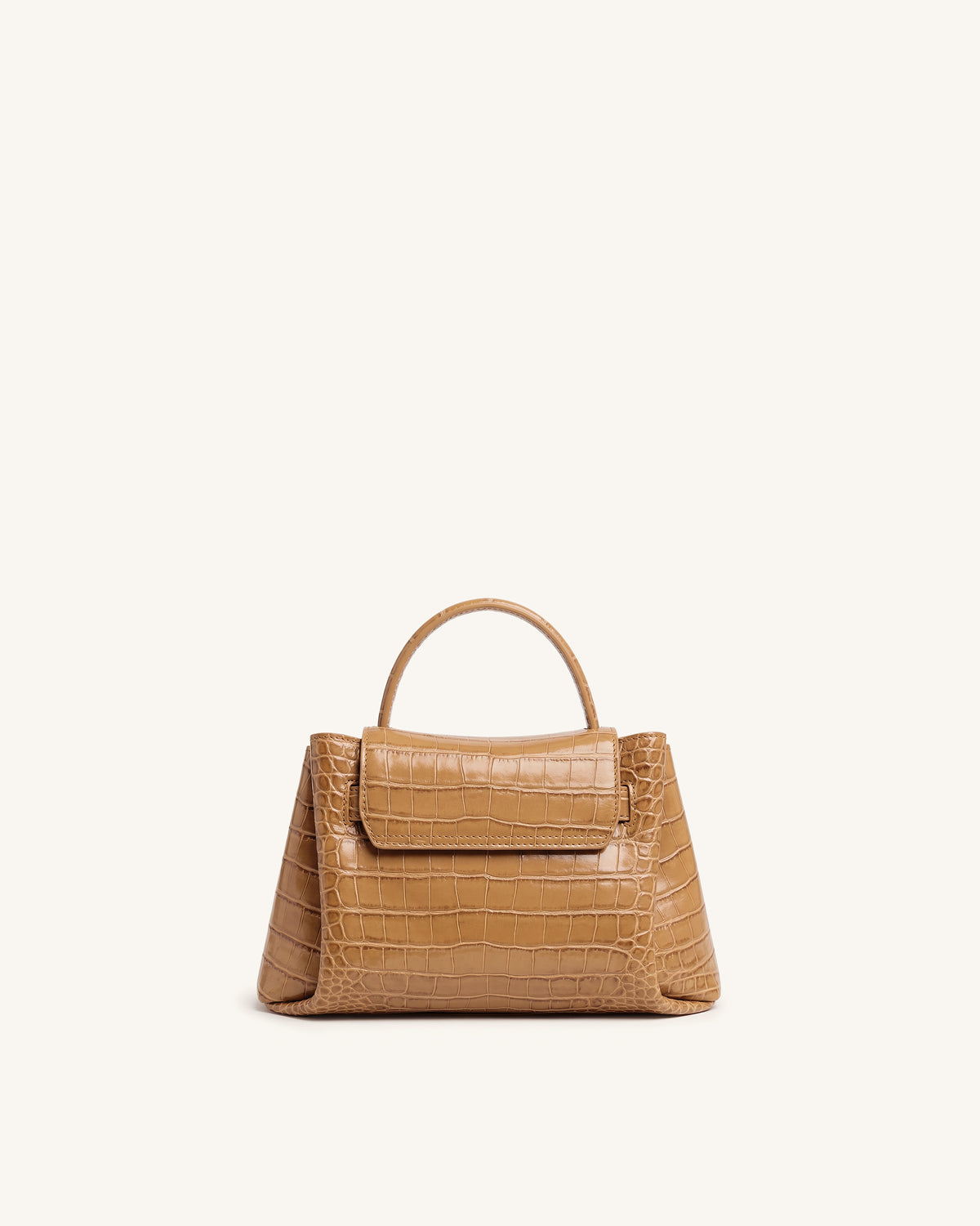 Rhea Petit sac d'épaule à double boucle - Crocodile marron clair
