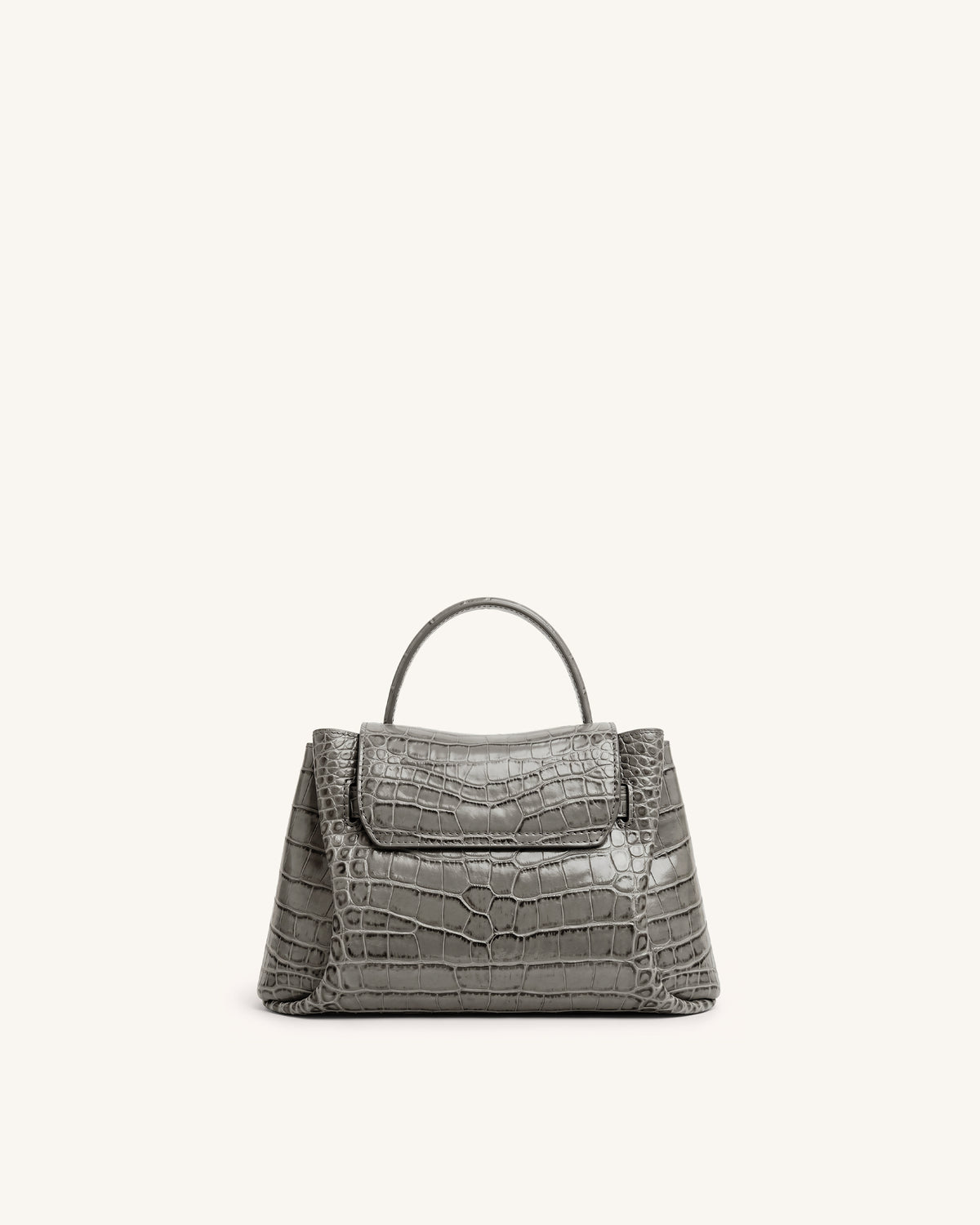 Rhea Petit sac d'épaule à double boucle - Crocodile gris