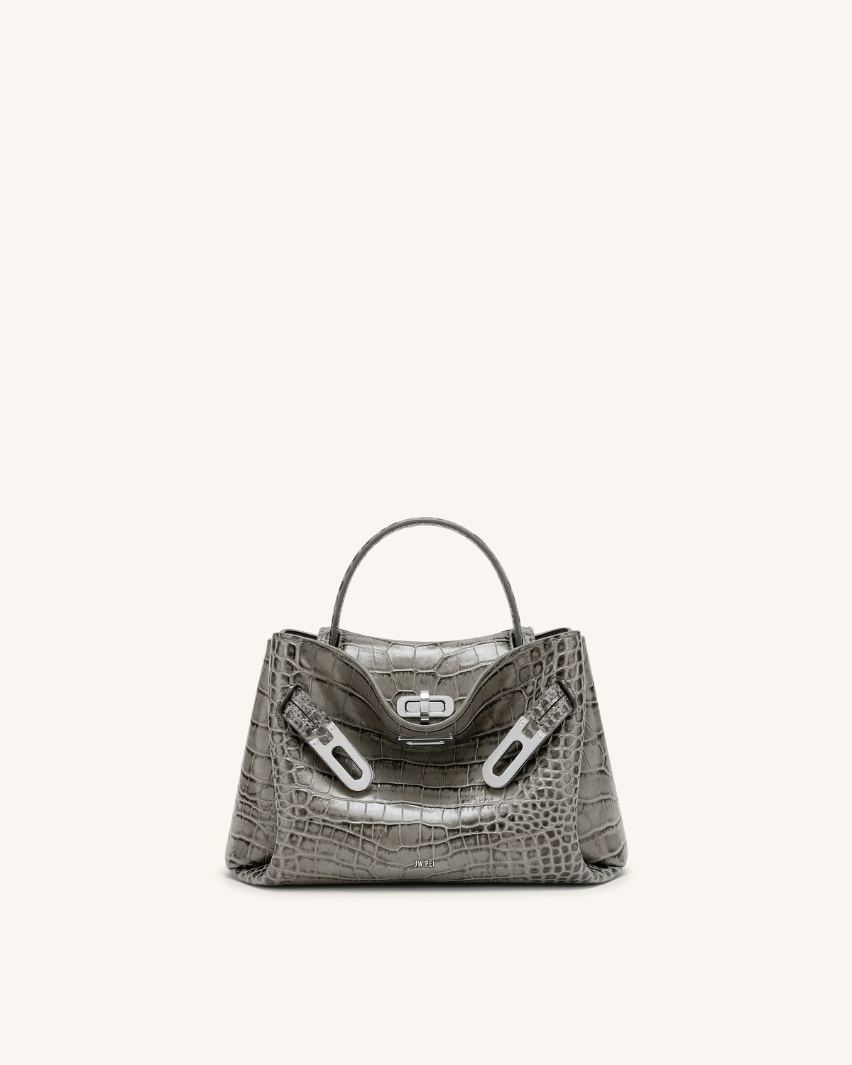 Rhea Petit sac d'épaule à double boucle - Crocodile gris