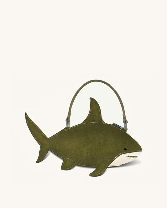 Nerys Kunstwildleder Hai-Look Handtasche - Dunkeloliv