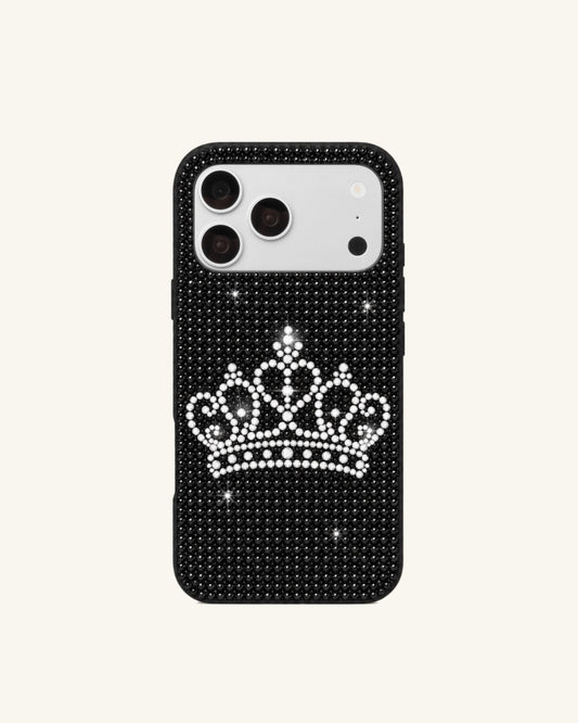 Crown Rhinestone Phone Case – Black