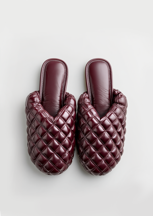 "Ruby" Quilted Mules – Red